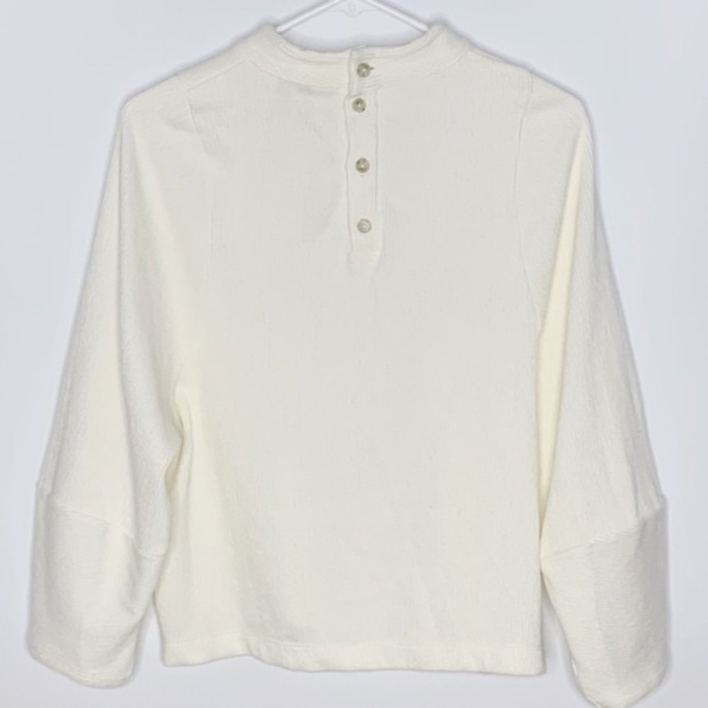 Texture & Thread Button-Back Mockneck Top - Picture 2 of 3